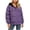 Purple, variant on Ladies Regular Fit Long Sleeve Detachable Hood Button Zip Quilted Puffer Jacket Mid Weight Soft Wrinkle Resistant Casual Solid Loose Warm Snow Outdoor Layering Coat for Fall Winter