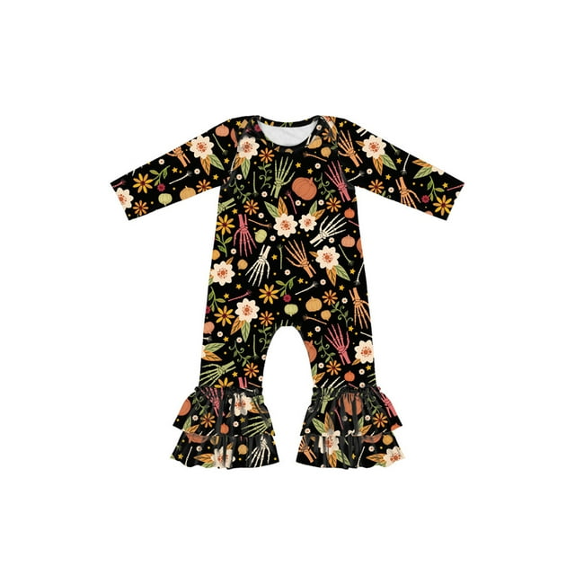 FOCUSNORM Combinaison pour Enfants Imprimé Citrouille Dessin Animé Col Rond Manches Longues