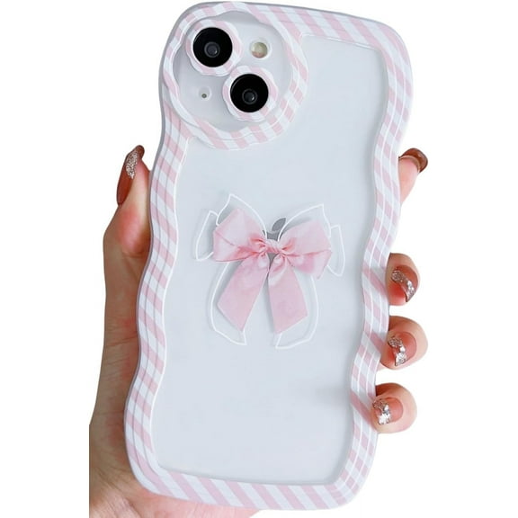 Compatible with iPhone 14 Plus Heart Case for Women Girls,Aesthetic Cute Wavy Design Soft Shockproof Cell Phone Cover for iPhone 14 Plus 6.7 Inch (Hot Pink)