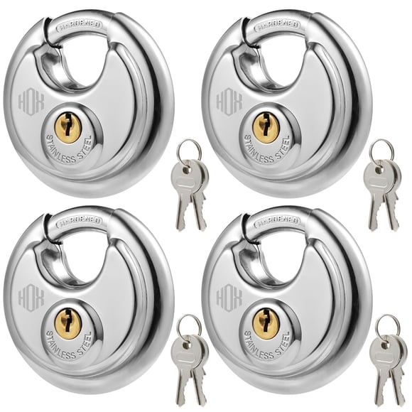 Candado HOX de acero inoxidable con llave igualada, cuerpo de 7 cm, paquete de 4