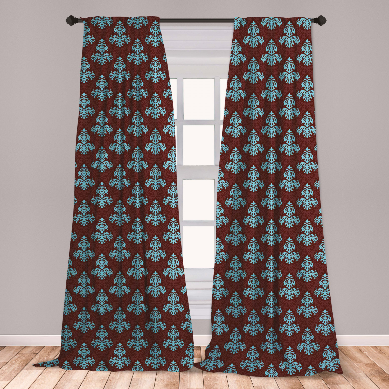 Brown And Blue Curtains 2 Panels Set Victorian Antique Foliage Motifs With Baroque Curlicues Renaissance Pattern Window Drapes For Living Room Bedroom Brown Blue By Ambesonne Walmart Com Walmart Com