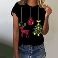 thumbnail image 2 of Women's Christmas Shirts Funny Christmas Tree Print Tee Shirts Crew Neck Top Short Sleeve Pullover Sweater Blouses Side Split Christmas Tops Christmas Gifts, 2 of 4