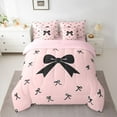 thumbnail image 3 of Homewish Ribbon Bow Tie 7-Piece Twin Bedding Sets,Girls Kawaii Bowknot Bedding Comforter Set,Pink Black Sheet Sets For Kids,Breathable Home Decor Reversible, 3 of 9