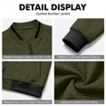 thumbnail image 6 of Vxararl Men Bomber Jacket Zip Up Baseball Collar Varsity Windbreaker, Long Sleeve Casual Winter Outer Coat with Side Hand Pockets for Daily Commuting Street Travel Cold‑Weather Outfits Army Green XL, 6 of 7