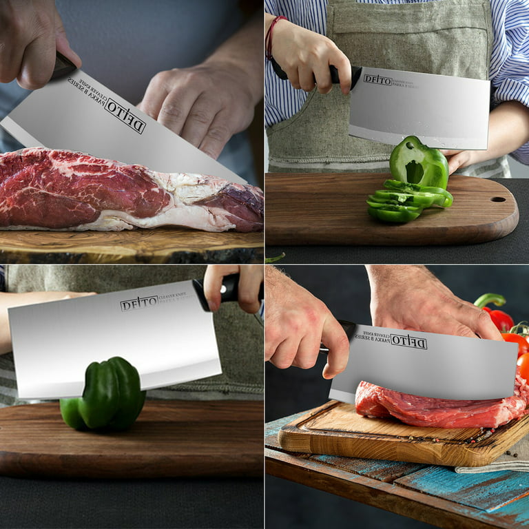 Zulay Kitchen Meat Cleaver Butcher Knife - 7 inch Stainless Steel for Meat  Cutting 