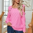 thumbnail image 2 of Ashirexll Winter Sweaters Pullover Sweaters for Women Button Neck Tops Off Shoulder Long Sleeve Knit Pullover Sweater Casual, 2 of 5