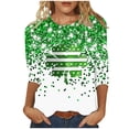 thumbnail image 3 of TaTaai Women Crew Neck 3/4 Sleeve St. Patrick's Day Green Print Loose Top Casual Fashion T-Shirt Ladies Spring Holiday Gathering Wear Lightweight Breathable Non-See-Through No Fading Top Gift, 3 of 5