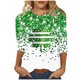 thumbnail image 3 of TaTaai Women Crew Neck 3/4 Sleeve St. Patrick's Day Green Print Loose Top Casual Fashion T-Shirt Ladies Spring Holiday Gathering Wear Lightweight Breathable Non-See-Through No Fading Top Gift, 3 of 5
