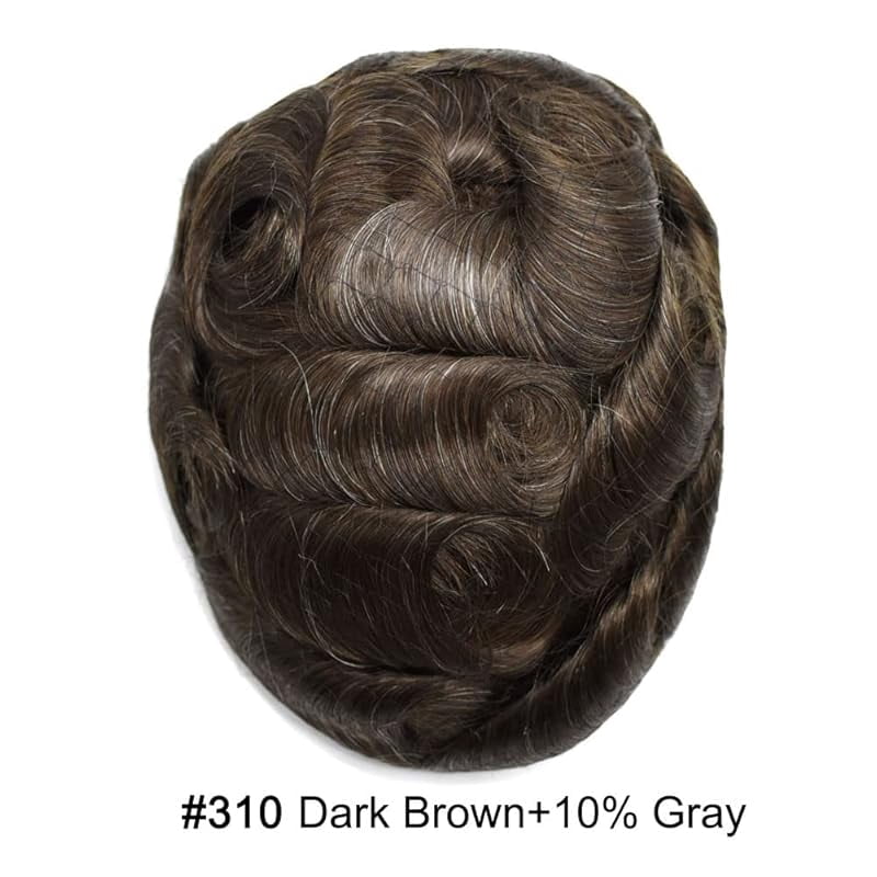 Toupee for Men Hairpiece Replacement System Male Prosthesis Full Poly Thin Soft Human Hair Piece 8X10 Injected PU Durable Skin Mens Wig #1B off Black