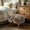 thumbnail image 3 of Xixirimido Brown Cow Spot Cowhide Pattern Ottoman Slipcover Form-Fit Stretch Footstool Cover for Leather/Fabric Ottomans, Non-Slip Bottom & Living Room/Bedroom Use, Large, 3 of 7
