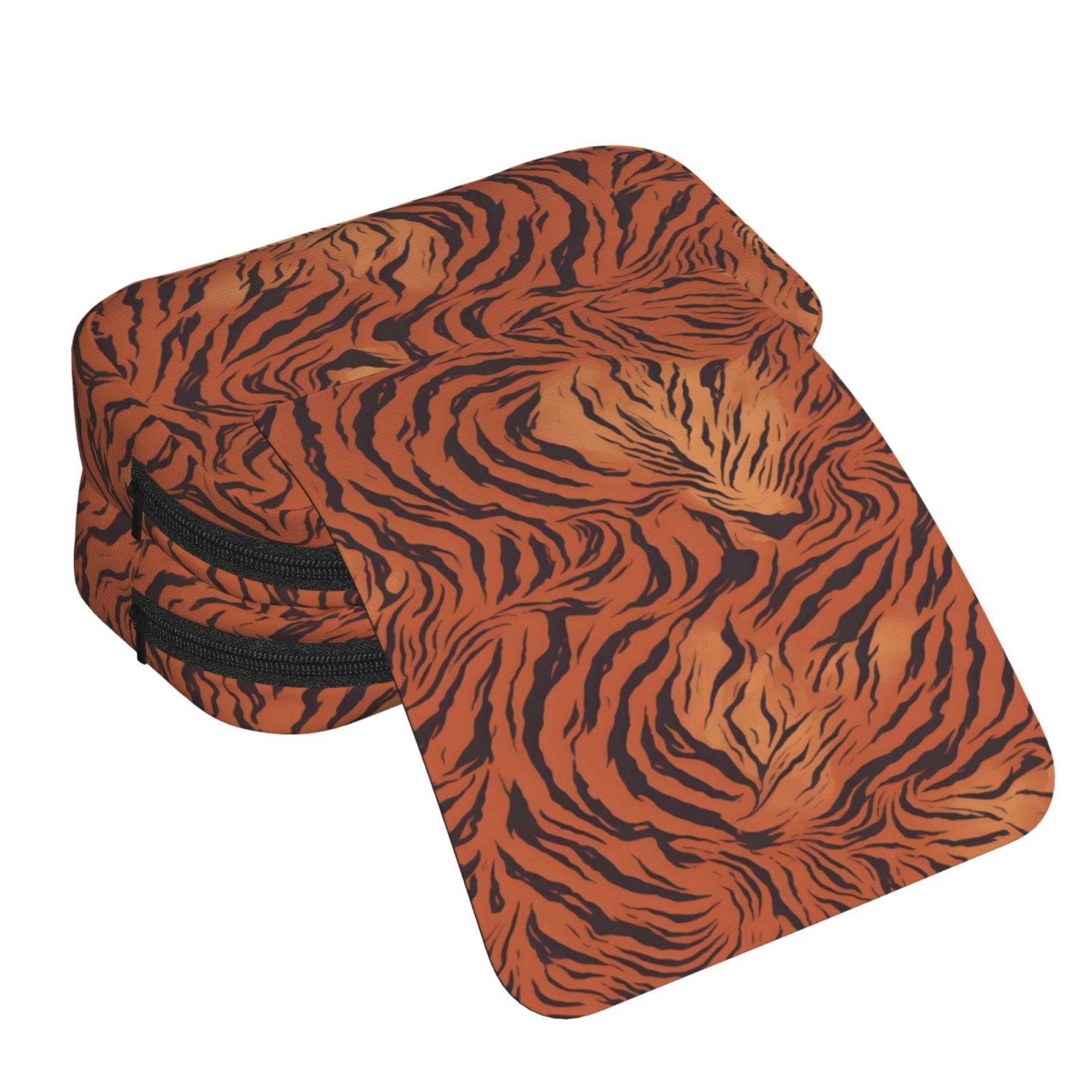 Large-Capacity Flip-Top Double-Layer Pencil Case, Multi-Functional Pocket Pen Case, Durable Stationery Organizer Tiger Print Style Darkred_1