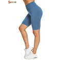thumbnail image 4 of Spencer High Waisted Yoga Shorts for Women Tummy Control Butt Lifting Shorts Workout Scrunch Booty Leggings "S, Blue", 4 of 5