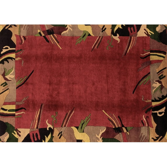 Ahgly Company Indoor Rectangle Abstract Brown Modern Area Rugs, 7' x 10'