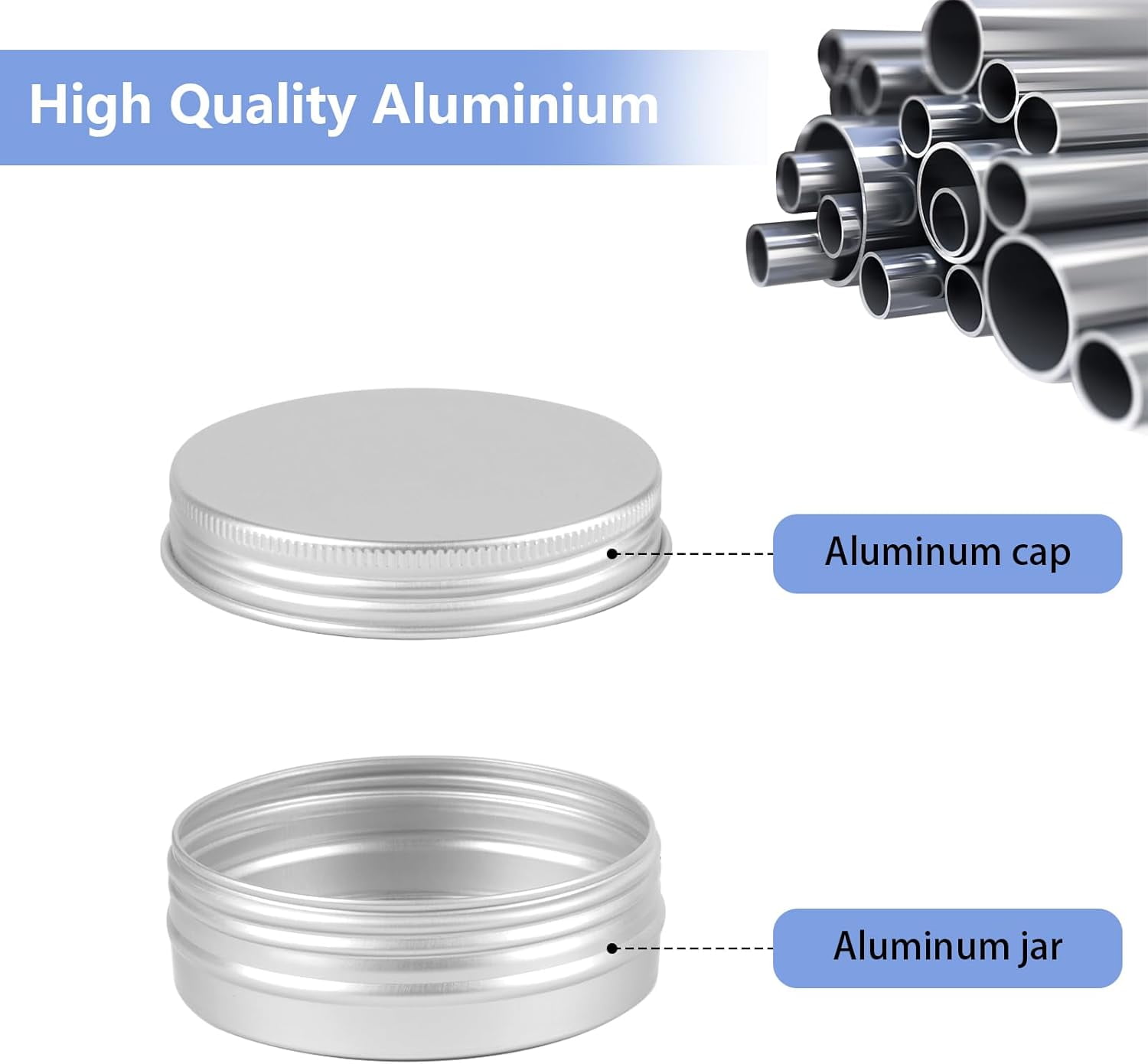 Lip Balm Containers,20-Pack 60ml Refillable Travel Size Aluminum Jars - Leak-Proof Cosmetic Cream Containers(DSF)
