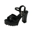 thumbnail image 1 of Heiheiup Sandales à Talons Hauts pour Femmes en Cuir, à Brides Croisées, Bout Ouvert, Semelle Épaisse avec Boucle, 1 of 4