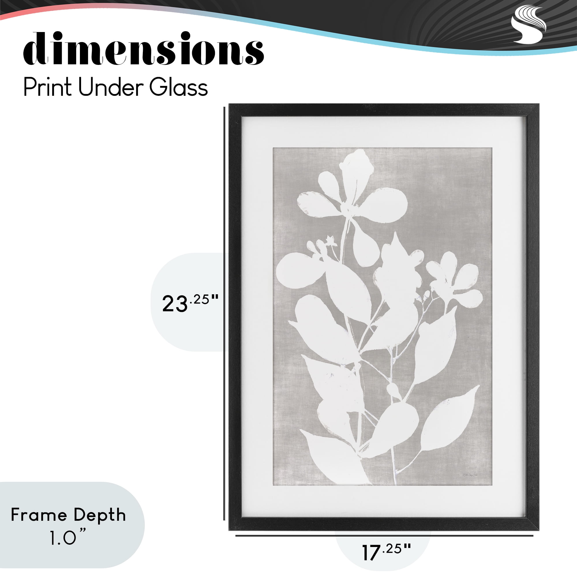 Stupell Industries Minimalist Foliage Impression Black Framed Print Under Glass, design by Stellar Design Studio