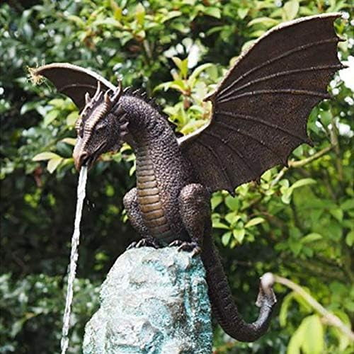 Garden Dragon Statue Fountain Dragon Ornament Resin Water Feature Sculpture for Home Garden Decoration$$Garden & Patio