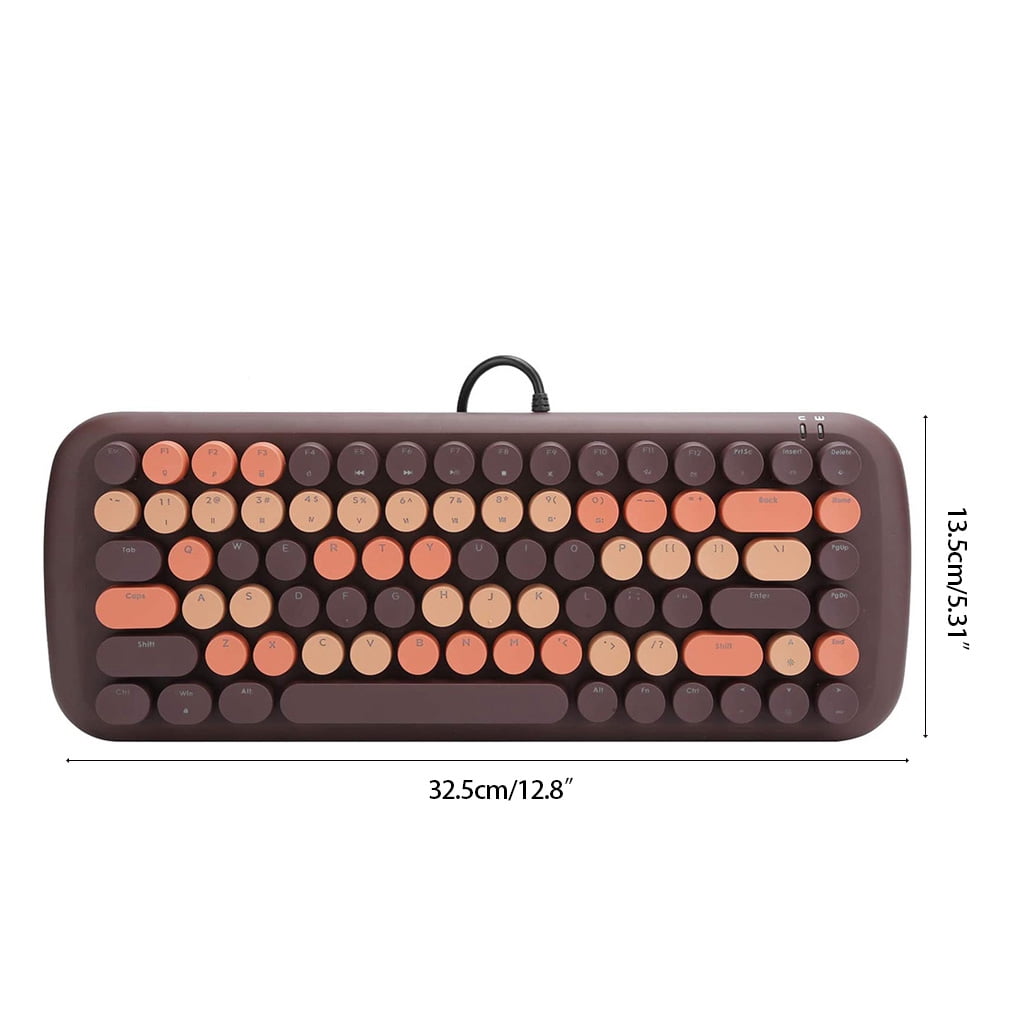 Techinal Colorful Wired Keyboard 84 Keys USB Mechanical Gaming Keyboard with Retro Round Keycap for Laptop