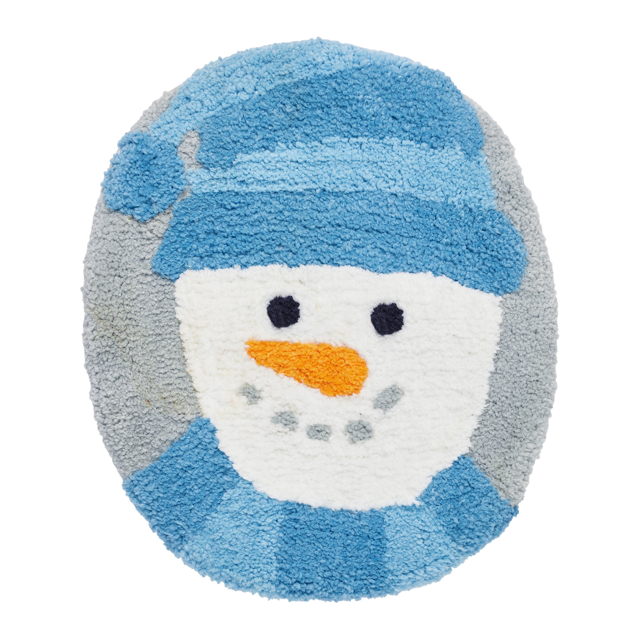Holiday Time Snowman Blue Cotton/Polyester Bath Rug Set, Non-Slip, 3 Pieces