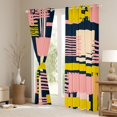 thumbnail image 2 of jejeloiu Abstract Geometric Striped Curtains Pack of 2 (42x84 Each),Retro Lines Pattern Curtains Blackout,Pink Orange Deepblue Bedroom Curtains For Girls Kids,Breathable Home Decor, 2 of 6