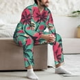 thumbnail image 5 of Mens Pajamas Set, Red Bird palm trees Button Down Long Sleeve Loungewear Sleepwear Pjs sets for Men, 5 of 5