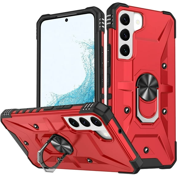 Case for Samsung Galaxy S22 Plus Case Galaxy S22 Case Military Grade Drop Case with Kickstand Ring Magnetic Holder Shockproof Protective for Galaxy S22 Plus S22 Phone Case (Red)
