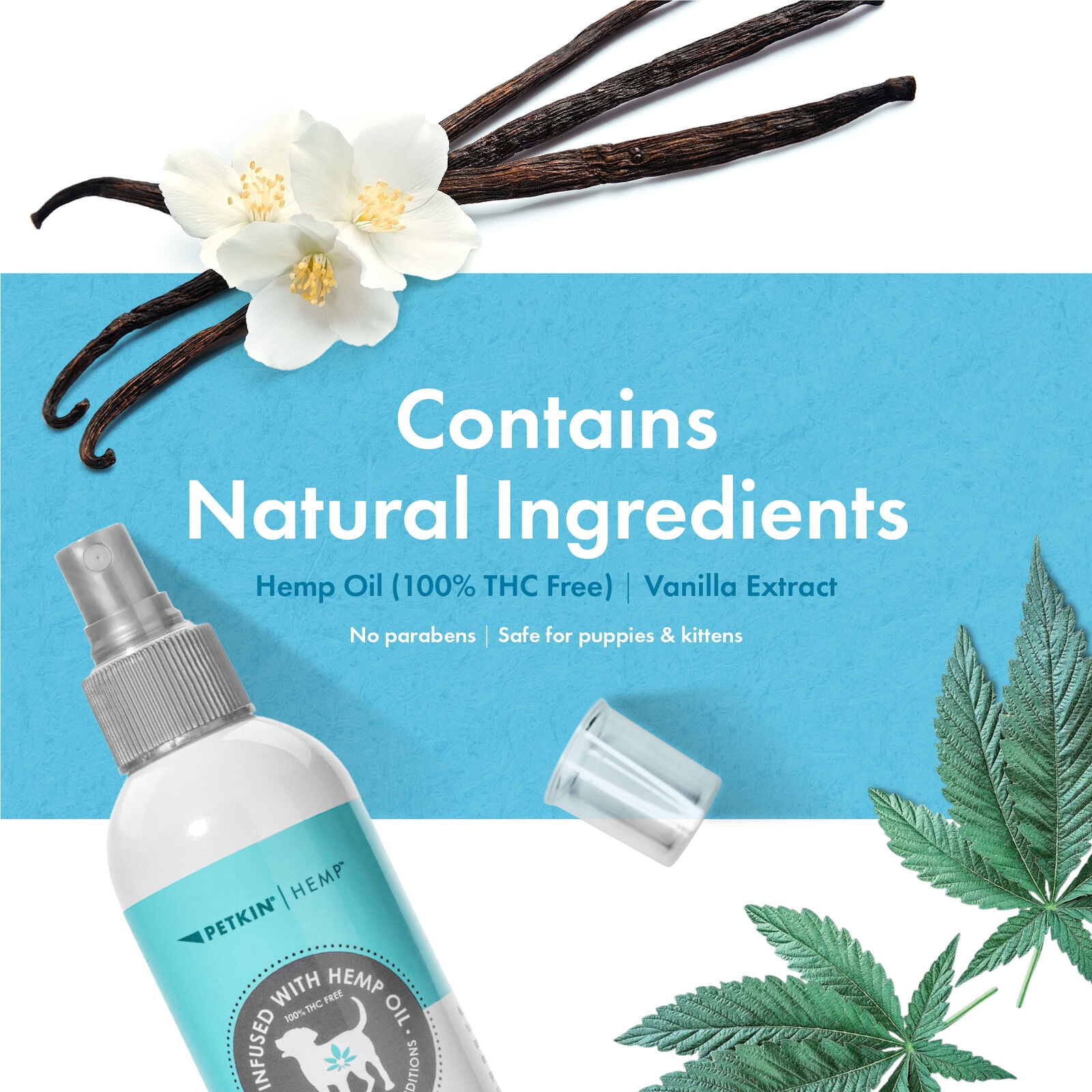 Petkin Vanilla Fragrance Infused with Hemp Oil for Dogs and Cats. 8 Fluid oz.