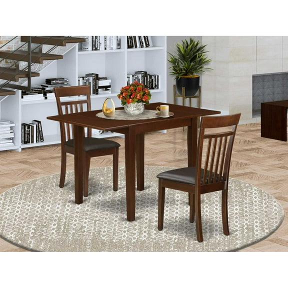 East West Furniture Dining Room Set Mahogany, NDCA3-MAH-LC