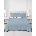 thumbnail image 3 of Quilts Twin Size, Sky Blue Soft Comforter Bedding Set for Bed, Farmhouse Burlap Solid Blue Color Modern Linen Texture Lightweight Quilted Bedspread with Pillow Cover(2 Pieces), 68x86 Inch, 3 of 6