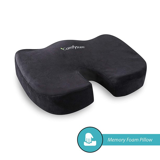 Memory Foam Seat Cushion with Removable Microfiber Cover Coccyx, Tailbone, Sciatica, Lower