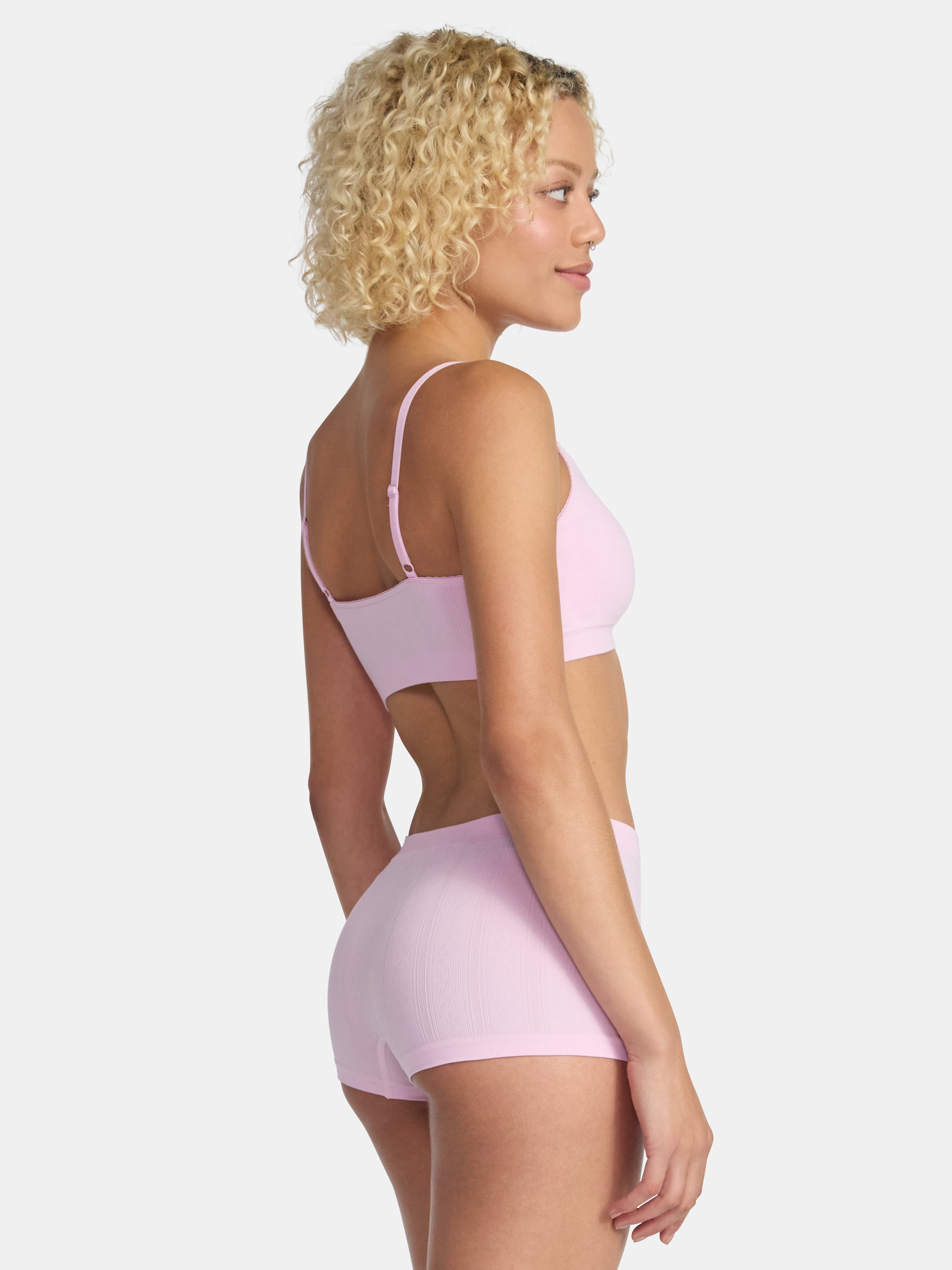 No Boundaries Seamless Triangle Bralette & Boyshort Set, 2-Piece, Women's XS-XXXL