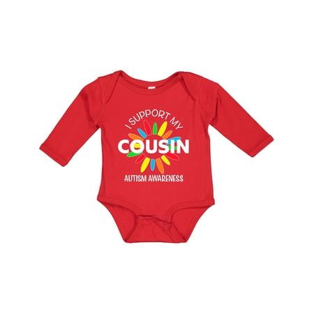 

Inktastic I Support My Cousin Autism Awareness Gift Baby Boy or Baby Girl Long Sleeve Bodysuit