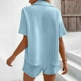 thumbnail image 7 of Kaemgyyd Woemns Summer Outfits 2 Piece Lounge Sets Loose Short Sleeve Button down Shirt and Shorts Loungewear with Pockets, 7 of 7