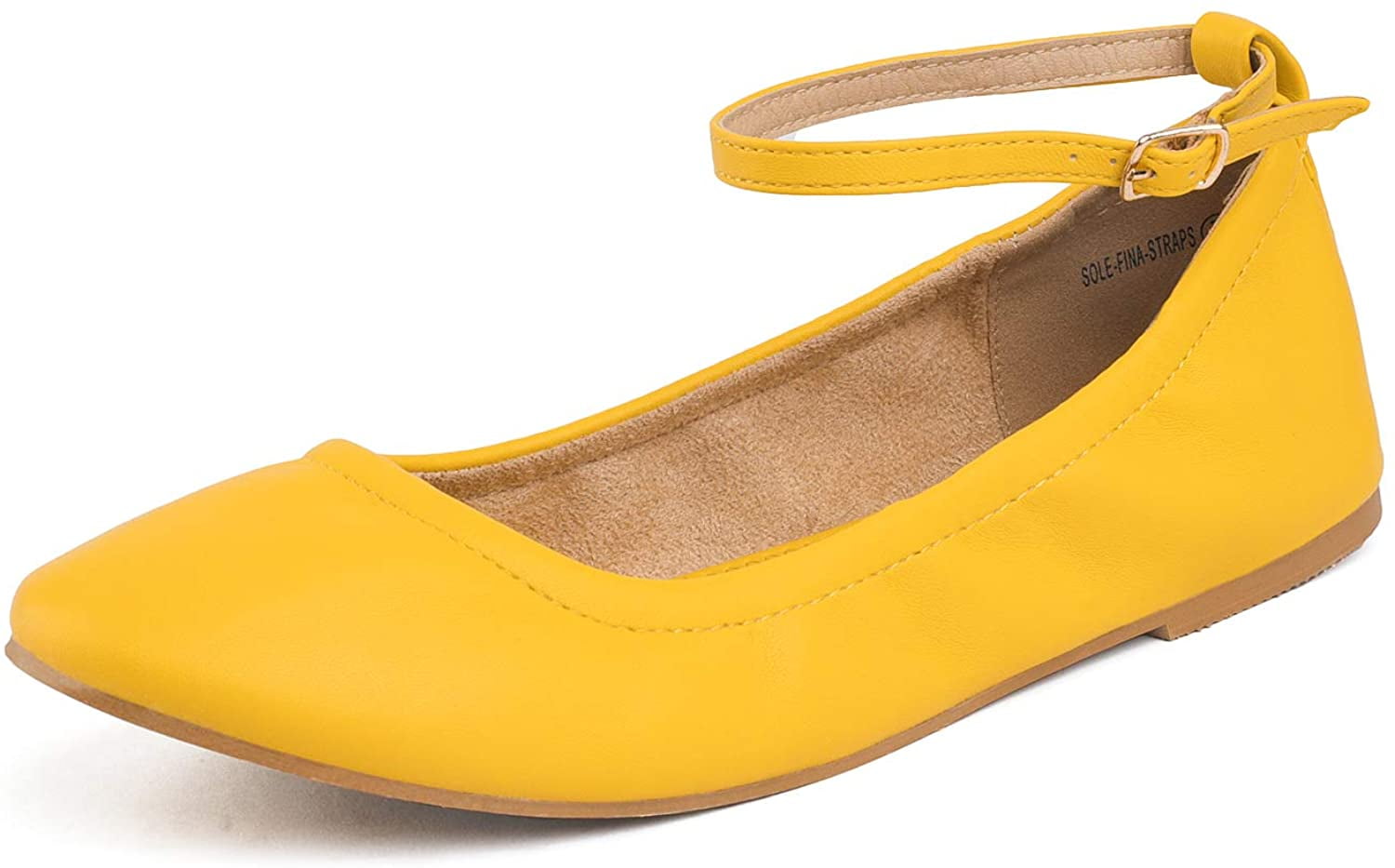 yellow ankle strap flats