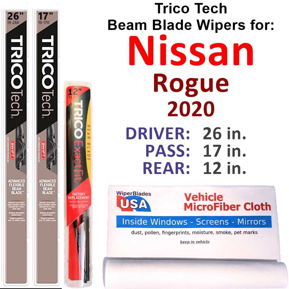 2020 Nissan Rogue Beam Blade Wipers (Set of 3) w/Rear Wiper