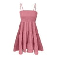 thumbnail image 5 of JULMCOMO Womens Spring Dresses Summer Casual Short Skirt Smocked Ruffle Sleeveless Square Neck Short Mini Dress Pink M, 5 of 6