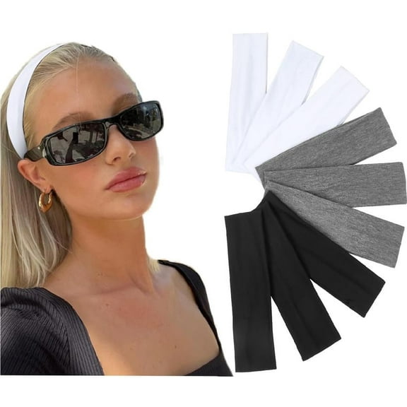 LinYooLi Headbands for Women 16 Pack Elastic Hair Bands for Women' Hair Non Slip Soft Cloth Fabric Headbands Women Hair Accessories, Black White Gray Women Headbands