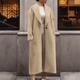 thumbnail image 2 of WCMZJ Womens Long Pea Coats Wool Blend Ankle Length Business Casual Trench Coats Long Sleeve Open Front Dressy Jackets Khaki L, 2 of 8