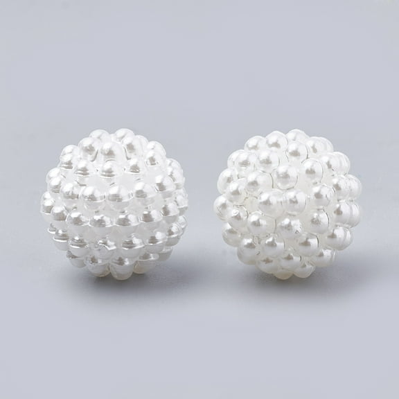 Imitation Pearl Acrylic Beads Berry Beads Combined Beads Round White 14.5x15mm Hole: 1.5mm about 200pcs/bag