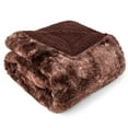 thumbnail image 2 of PAVILIA Faux Fur King Bed Blanket Tie-Dye Brown, Soft Fuzzy Warm Sherpa Blanket for Bed, Fluffy Plush Thick Fleece Blanket for Couch Sofa, Reversible Furry Shaggy Large Blanket, Brown 90x108, 2 of 7