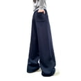 thumbnail image 4 of Efsteb Girls Drawstring High Waisted Sweatpants Thin Fleece Wide Leg Split Baggy Pants Workout Trousers Pants (Navy,13 Years), 4 of 8