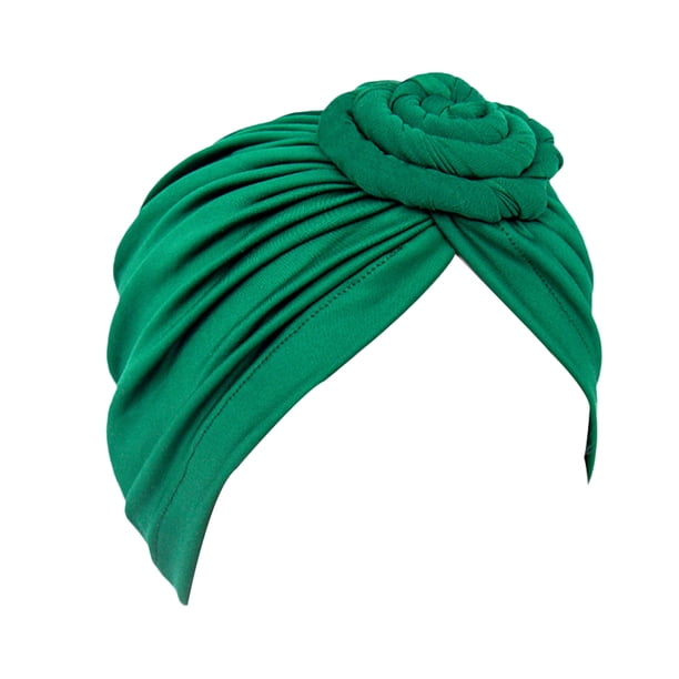 Sonducket Turbante Nudo Musulmán Hijab Donut Llanura Pañuelo Sombreros Pérdida Bonnet Decoración para Mujeres Accesorios Verde Type3 NO3