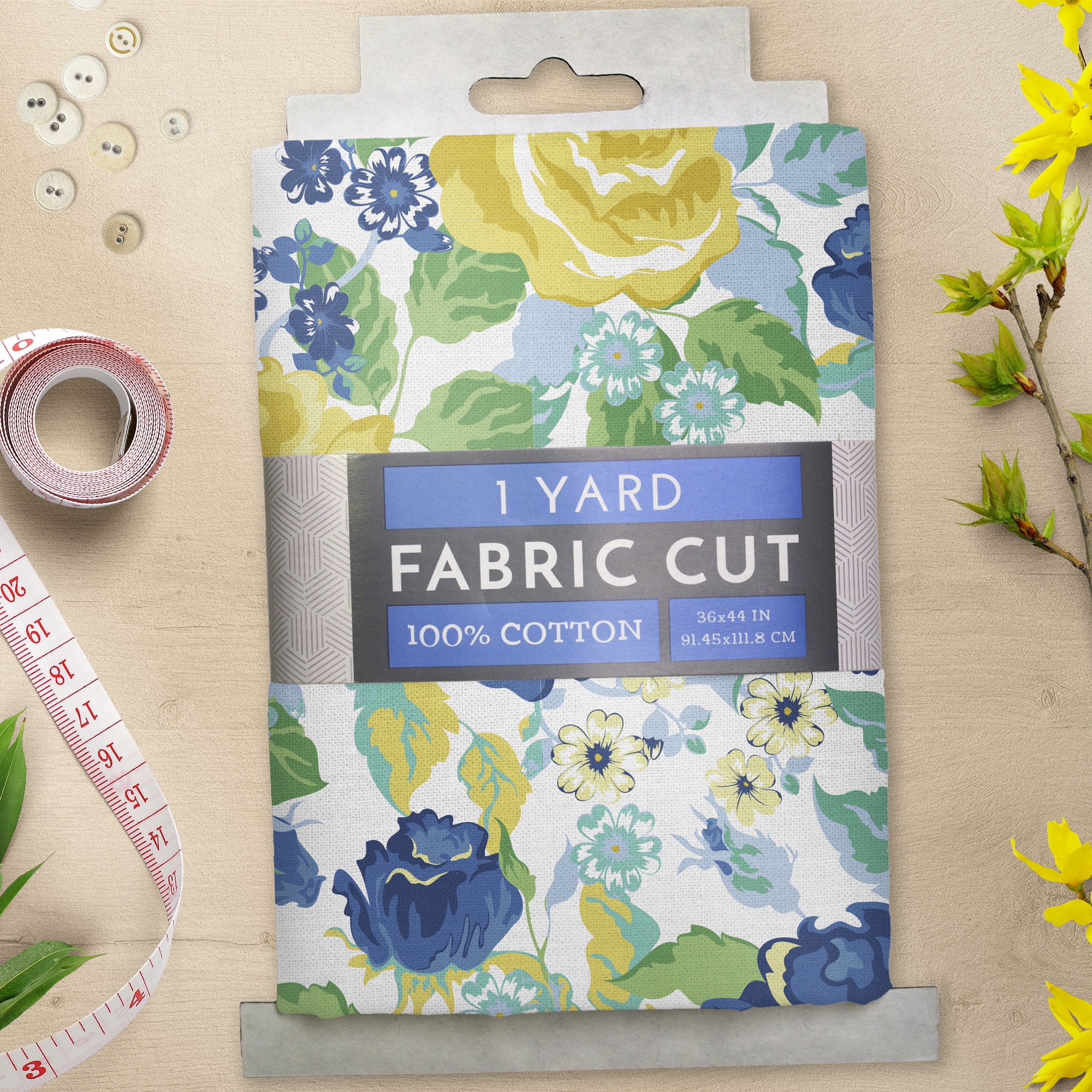 1 Yard 100% Cotton Spring has Sprung, White, 44" Wide for Quilting & Sewing by David Textiles