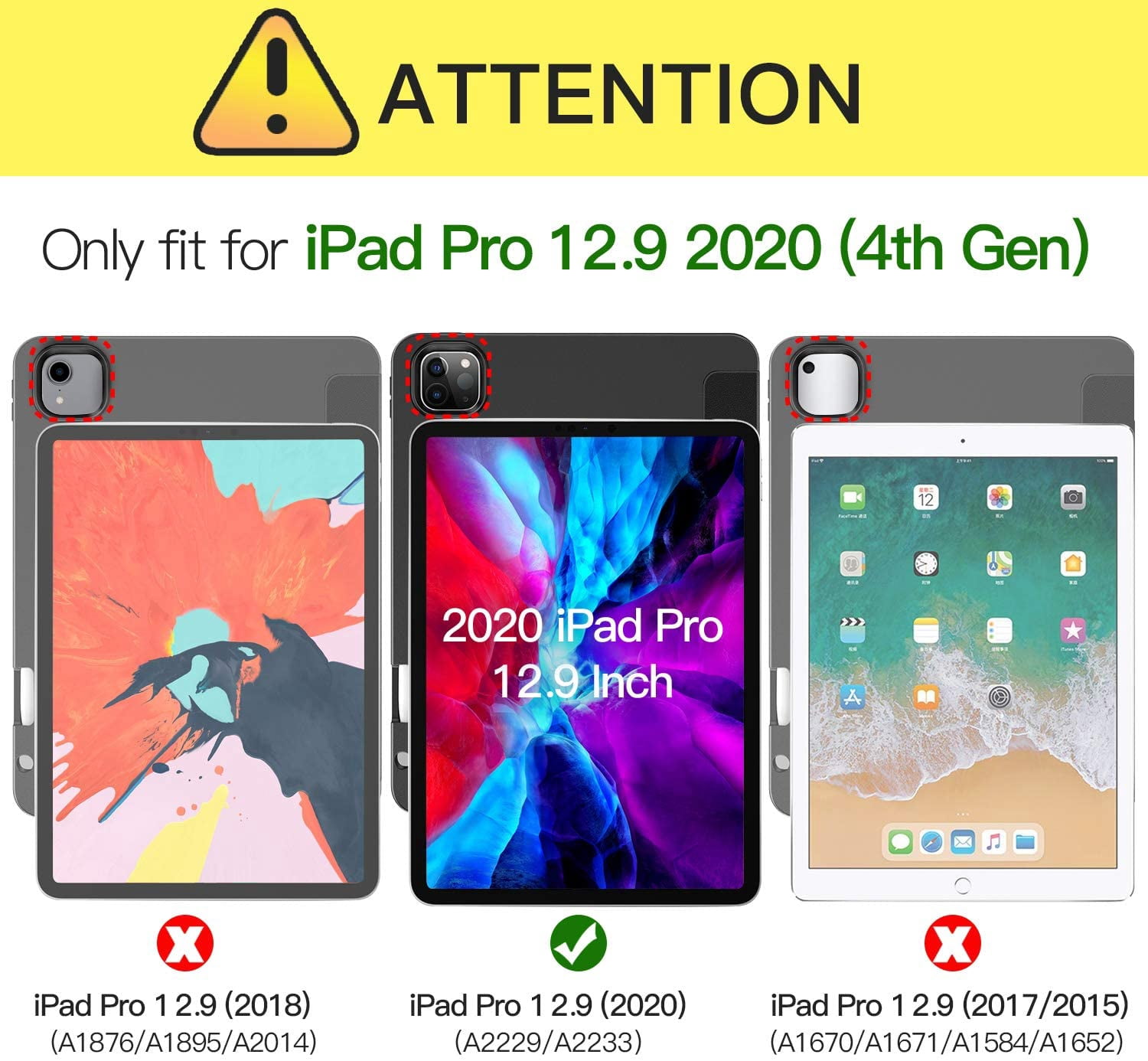 Allytech Case for Apple iPad Pro 12.9-Inch 2020 Model 4th Generation (NOT for 2018 Model), Compatible with Apple Pencil Cover with Auto Wake/Sleep Slim Stand Folio Full Protection, Darkblue