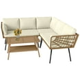 thumbnail image 3 of Uforic 4 Piece Outdoor Patio Furniture Set, Rattan Wicker Outdoor Conversation Sectional Sofa Set, Beige, 3 of 9