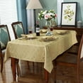 thumbnail image 4 of SASTYBALE Jacquard Tablecloth Flower Pattern Polyester Table Cloth Spill Proof Dust-Proof Table Cover for Kitchen Dining Tabletop Decoration (Rectangle, 52" x 70" (4-6 Seats), Christmas Gold), 4 of 7