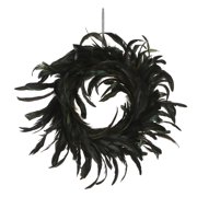 20" Black Feather Wreath by Ashland-Halloween Wreath