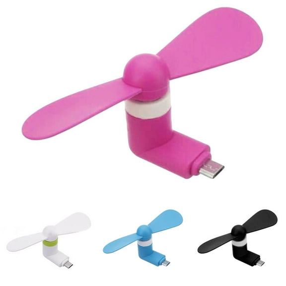 Windfall 2pcs 2-in-1 Mini Cell Phone Fan for Android Summer Mini Portable Mute OTG Micro USB Mobile Phone Air Cooling Fan
