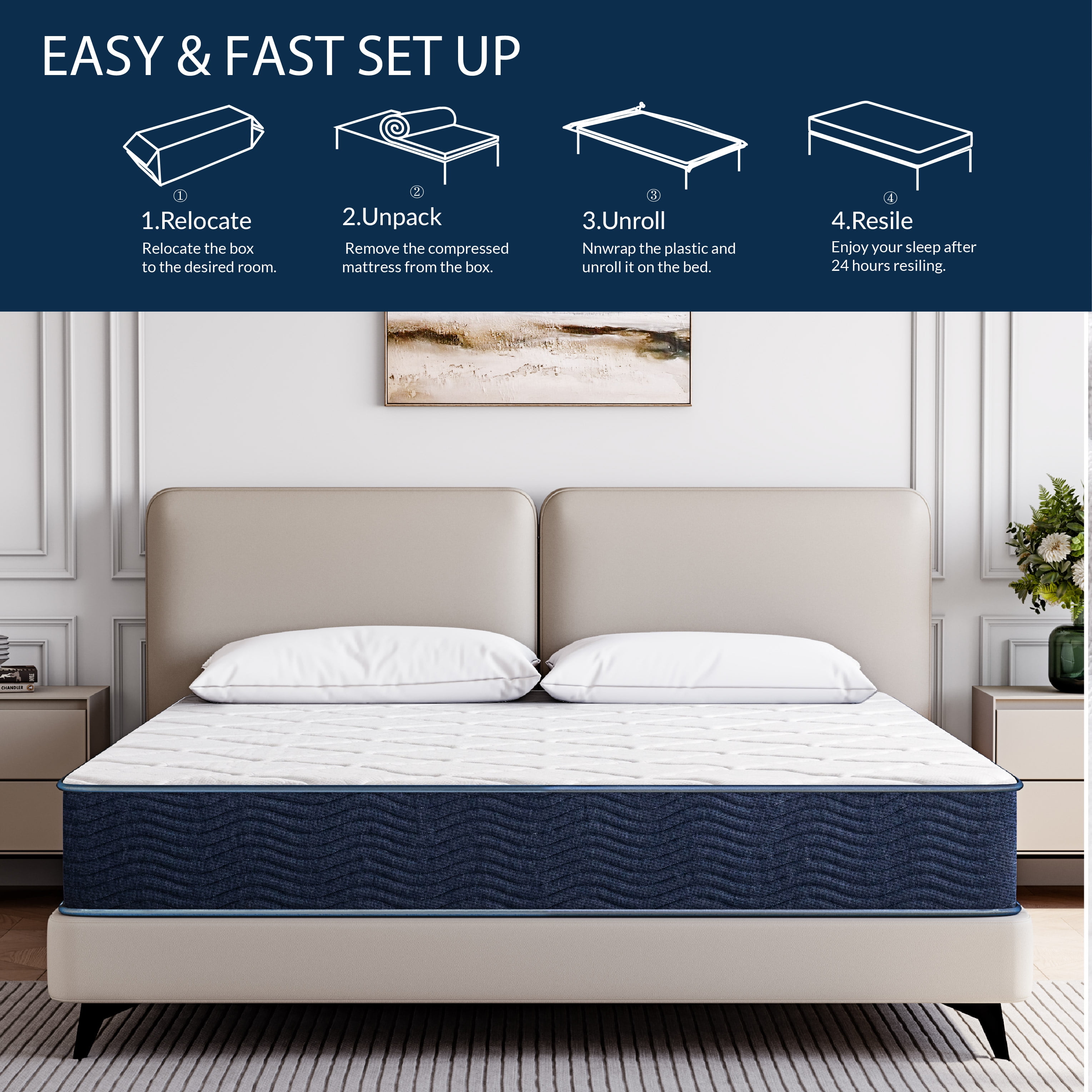EGOHOME Value 9" Hybrid Mattress of Gel Memory Foam and Pocket Spring, King, Medium Firm