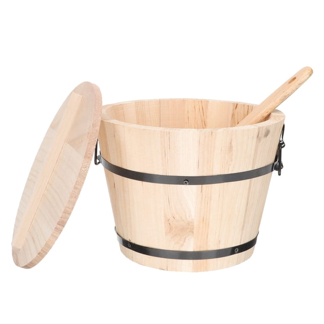 CIMAXIC Wooden Storage Bucket for Rice Made of Synthetic Material with Smooth Surface and Handle Assorted Color,7.09"X7.09"X5.91"